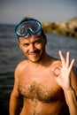 Handsome summer diving man with swimming mask Royalty Free Stock Photo