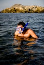 Handsome summer diving man with swimming mask Royalty Free Stock Photo