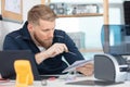 handsome technician repairing computer Royalty Free Stock Photo