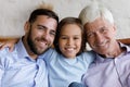 Handsome multi generational men relatives, head shot portrait Royalty Free Stock Photo