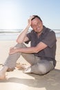 Handsome vacation man on sand beach summer