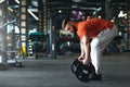 Handsome weightlifter preparing for training in gym Royalty Free Stock Photo