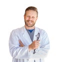 Handsome Young Adult Male Doctor With Beard Isolated On White Royalty Free Stock Photo