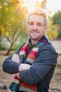 Handsome Young Adult Male Wearing Scarf Portrait Outdoors Royalty Free Stock Photo