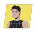 Handsome young adult man flat color cartoon avatar icon