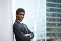 Handsome young african american businessman smiling in the city Royalty Free Stock Photo