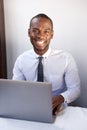 Handsome young african american businessman working with laptop Royalty Free Stock Photo