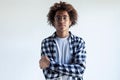 Handsome young african american man looking at camera over white background Royalty Free Stock Photo