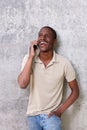 Handsome young african american man talking on mobile Royalty Free Stock Photo