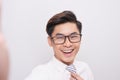 Handsome young asian business man smiling Royalty Free Stock Photo