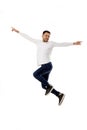 Handsome young bearded man jumping Royalty Free Stock Photo