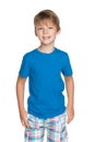 Handsome young boy in a blue shirt Royalty Free Stock Photo