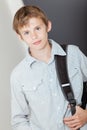 Handsome young boy with his school backpack Royalty Free Stock Photo