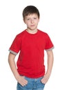 Handsome young boy in red shirt Royalty Free Stock Photo