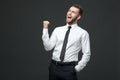 Handsome young businessman celebrating his success. Royalty Free Stock Photo