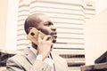 Handsome young businessman talking on mobile phone Royalty Free Stock Photo