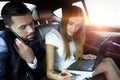 Confident businessman talking on the phone in car Royalty Free Stock Photo