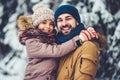 Dad with daughter outdoor in winter Royalty Free Stock Photo