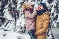 Dad with daughter outdoor in winter Royalty Free Stock Photo