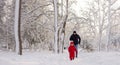 Handsome young dad and his little cute daughter are having fun outdoor in winter. Enjoying spending time together. Royalty Free Stock Photo