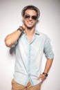 Handsome young fashion man leaning on a wall Royalty Free Stock Photo
