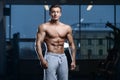 Handsome model young man workout in gym Royalty Free Stock Photo