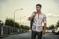 Handsome young man in elegant white shirt standing Royalty Free Stock Photo