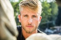 Handsome young man in European city Royalty Free Stock Photo