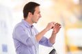 Handsome young man giving a speech Royalty Free Stock Photo