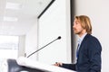 Handsome young man giving a speech Royalty Free Stock Photo