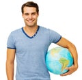 Handsome Young Man With Globe Royalty Free Stock Photo