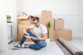 Handsome young man moving to a new home Royalty Free Stock Photo
