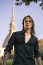 Handsome young man next to Mole Antonelliana in Turin, Italy