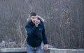 Handsome young man playing boccie game Royalty Free Stock Photo