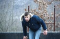 Handsome young man playing boccie game Royalty Free Stock Photo