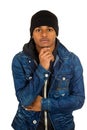 Handsome young man, posing fashion model, dressed in jeans Royalty Free Stock Photo