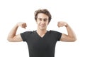 Handsome young man showing his muscles Royalty Free Stock Photo