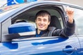 Handsome young man sitting in his car Royalty Free Stock Photo