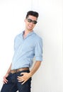 Handsome young man smiling with sunglasses Royalty Free Stock Photo