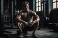 Ai Generative Handsome Young Man Resting After Exercises In Gym