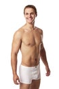 Handsome young man in underwear against white Royalty Free Stock Photo