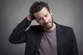 Handsome young man wearing grey suit Royalty Free Stock Photo