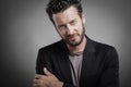 Handsome young man wearing grey suit Royalty Free Stock Photo