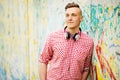 Handsome young man wearing headphones Royalty Free Stock Photo