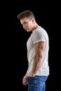 Handsome young muscular man looking at camera Royalty Free Stock Photo