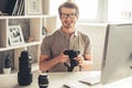 Handsome young photographer Royalty Free Stock Photo