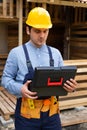 Handsome repairman holding tools Royalty Free Stock Photo