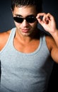 Handsome young man with sunglasses Royalty Free Stock Photo