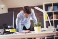 Handsome young smiling businessman working with documents Royalty Free Stock Photo