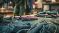 A handson workshop station where visitors can learn how to mend and repair clothing encouraging a more mindful and